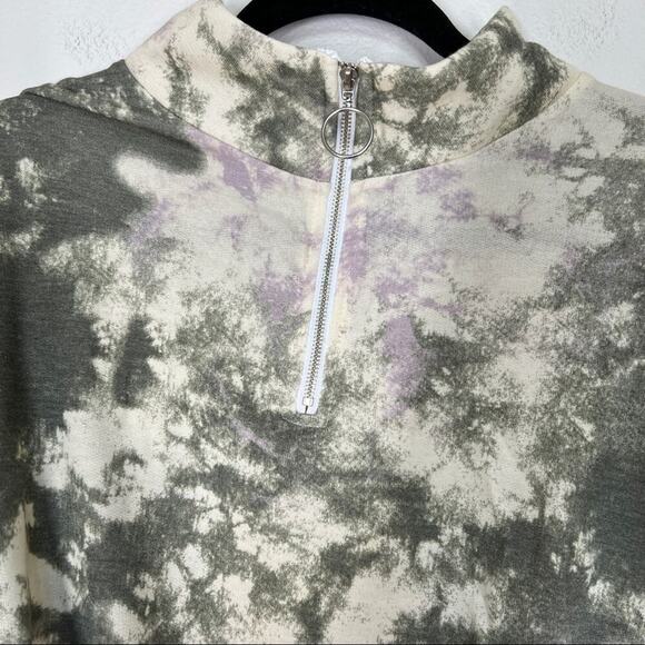 NWT Nordstrom Abound Raglan Tie Dye Half Zip Cropped Sweater Size Large - Picture 6 of 9